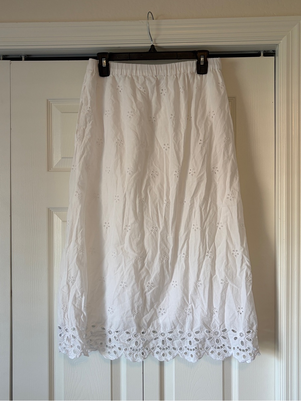 Old Navy White Eyelet A-Line Midi Skirt